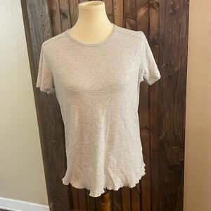 Wings + horns Slub Knit Casual Cotton T-shirt Ruffle Hem Classic Small